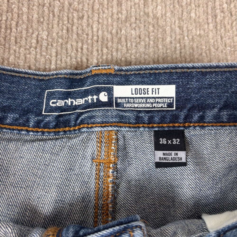 Carhartt Loose Fit Carpenter Jeans Blue Denim BD4941-M Mens 36x32 - Picture 4 of 10